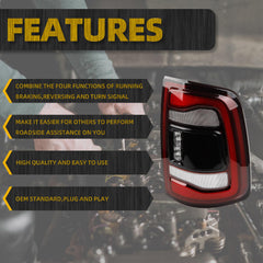 Tail Light Assembly LED Compatible With Dodge Ram 2500 3500 2019-2023 Rear Lamp Right Passenger Side 68361718AD Without blind spot (Black Cover)