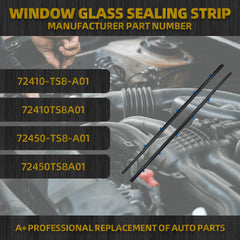 2Pcs Weatherstrip Window Seal Car Window Moulding Trim Compatible with 2012-2015 Honda Civic Coupe 2D Replace 72410-TS8-A01 72450-TS8-A01