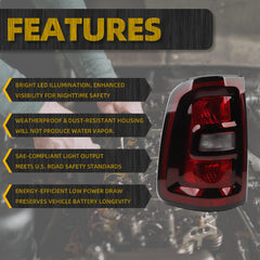 Halogen Left Taillight Compatible with 2025 Dodge Ram 1500 Smoked Black Bezel Tail Light Rear Lamp Driver Side Bulb Included Replace#68531047AA