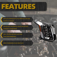 Headlight Assembly LED Compatible with 2015-2020 Cadillac Escalade/ESV Headlamp Replace 84580183 Right Passenger side