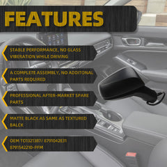 Right Side View Mirror Compatible with 2019-2024 Toyota Rav4 Matte Black Passenger Side Door w/Power Adjustment Mirror Manual Folding Replace#TO1321387 8791042E31(3Pins)