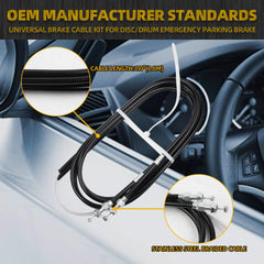 330-9371 Universal Rear Disc/Drum Emergency Parking Brake Cable Complete Kit 110" Long Cables with 97" Long Sheath E-Brake Set Replace# 140-14415-R