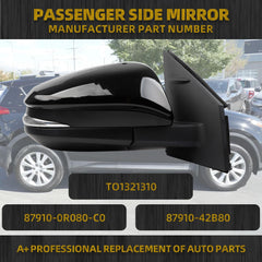 Right Passenger Side Door Mirror Assembly Compatible with Toyota RAV4 2013 2014 2015 Power Glass Heated with Turn Signal Light Replaces TO1321310 87910-0R080 Black (7 Pins)