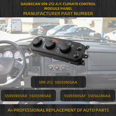599-212 AC Heater Climate Control Panel Compatible with 01-04 Dodge Dakota 02-05 Dodge Ram 1500 2500 3500 Replace# 55055905AA 55055905AD 55055905AE