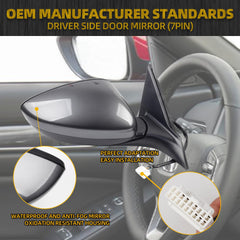 Right Passenger Side Door Mirror Compatible with Honda Accord Sport Hybrid EX 2018-2022 Power | Heated | Blind Spot Detection | 76208-TVA-A22, HO1321329 (7Pins-Modern Steel Metallic)