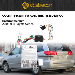 55580 4 Pin Flat Trailer Wiring Harness Kit Compatible with Toyota Sienna 2004-2010 4 Way Connector Tow Hitch Wiring Harness