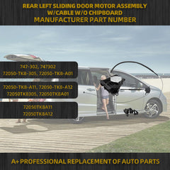 747-302 Rear Left Sliding Door Motor Assembly with Cable (Without Chipboard) Compatible with 2011-2017 Honda Odyssey EX-L LX SE Touring Elite, Replaces# 72050-TK8-305, 72050-TK8-A01