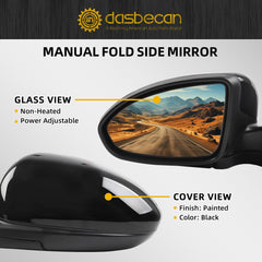 Left Driver Side Mirror Assembly Compatible with 2011-2016 Chevrolet Chevy Cruze Limited Non-Heated Power Glass Manual Folding Rear View Mirror Black 3 Pins GM1320420