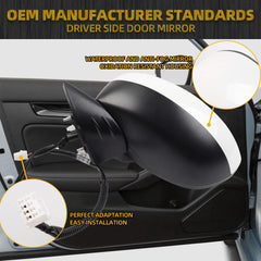 Driver Left Side Mirror Compatible with 2022-2025 Honda Civic With Power Glass, Manual Folding, Match to Platinum White Pearl Replaces# HO1320350 76208T20A01 (3Pins)