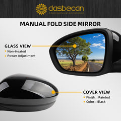 Driver Side Mirror Compatible with 2019-2023 Nissan Altima Non-heated Manual Fold Power Adjustment Left Rearview Door Mirror 3PINS Painted Black Replaces#963026CA0A-PFM NI1320311
