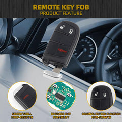 2PCS Key Fob Replacement Compatible with Chrysler 300 2011-2018 Dodge Charger Challenger Dart Journey 2011-2020 Keyless Entry Remote Control Replaces M3N-40821302 ID46 Chip 433MHz 3 Buttons