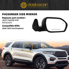 Right Passenger Mirror Compatible with Ford Explorer 2020 Replaces LB5Z17682XB-PFM