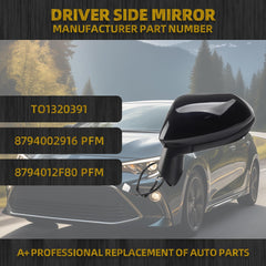 Driver Side Door Mirror Compatible with Toyota Corolla 2020-2025 Sedan Power adjustment Non-Heated Manual folding Paint to Match Left Side View Mirror Assembly Replace TO1320391 3 Pins Black