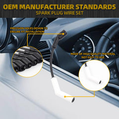 9070C Spark Plug Wire Extreme 9000 Ceramic Boot Compatible with GM LS3 LS4 LS7 Engines(Black White, 8pcs)