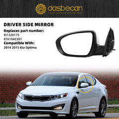 Left Driver Side Mirror Compatible with Kia Optima 2014 2015 with Power Glass | Heated | Turn Signal | Manual Folding | Painted Outside Door Mirror KI1320175 876104C501 6Pins White