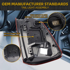 Left Driver Side Tail Light Assembly Rear Lamp LED Compatible With Dodge Ram 1500 2019 2020 2021 2022 2023 without blind spot (Red Cover)