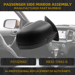 Right Passenger Side Mirror Compatible with 2019-2023 Ford Ranger Lariat Matte Black Door Mirror with Power Glass, Power Folding, Blind Spot Glass Replace# FO1321683 KB3Z-17682-G (7pins)