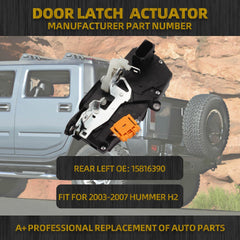 Rear Door Lock Actuator Assembly Compatible with Hummer H2 2003-2007 Left Driver Side Door Latch 15816390