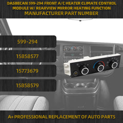 599-294 HVAC Climate Control Module A/C Control Switch Panel Compatible with Chevy Express/GMC Savana 1500 2500 3500 Chevy Pasajeros G30 Replaces# 15858579