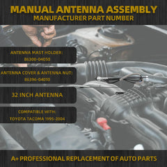 Manual Antenna Assembly Compatible with Toyota Tacoma 1995-2004 with Antenna Base Nut Top 32 Inch Antenna Replace 86300-04050 86396-04010