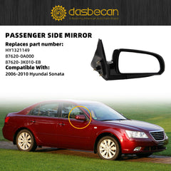 Passenger Side Door Mirror Compatible with Hyundai Sonata 2006-2010 Power Glass Heated Right Rearview Mirror Replace HY1321149 87620-0A000 87620-3K010-EB 5PINS-Black