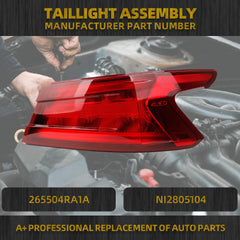 LED Tail Light Compatible with 2016-2018 Nissan Maxima Taillight Rear Lamp Right Passenger Side Replace #265504RA1A
