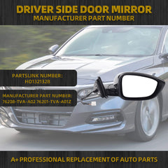 Right Passenger Side Door Mirror Compatible with Honda Accord LX Sport 1.5T 2018-2022 Power | Non-Heated | Paint to Match Repalces# HO1321328 76208-TVA-A02 (3Pins-Black)