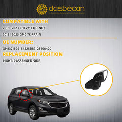 Right Passenger Side Mirror Compatible With 2018-2023 Chevy Equinox GMC Terrain with Power Heated Glass/Manual Folding/Blind Spot Light Replace# GM1321595 Black Paint Cover (8pin)