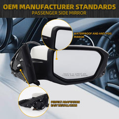 Passenger Side Door Mirror Assembly with Camera Compatible with Honda Civic 2016-2021 Power Glass Heated 11 Pins (Color: White)