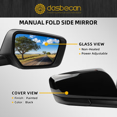Right Passenger Side Mirror Compatible with Chevrolet Chevy Impala 2014-2019 Manual Folding Power Glass Non-Heated Black 3Pins Replaces 22936945