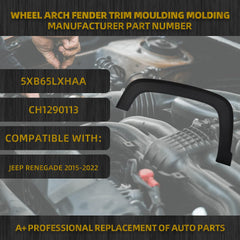 Front Left Fender Trim Compatible With Jeep Renegade 2015-2022 Driver Side Fender Flares Wheel Arch Moulding Replaces# 5XB65LXHAA CH1290113