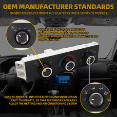 599-293 Front A/C Heater Climate Control Module Compatible with 1996-2021 Chevrolet Express G30 GMC Savana G3500 Replace# 15773676
