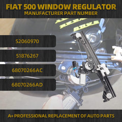 Front Right Passenger Side Window Regulator Assembly w/Motor Compatible with Fiat 500 2012-2019 1.4L Replaces 751-649 68070266AC 68070266AD 68070266AE