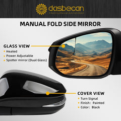 Driver Side Door Mirror Compatible with 2016 2017 2018 Toyota RAV4 Heated Power Adjustable Manual Fold Spotter Mirror W/Turn Signal Rear View Left Black 7 Pins TO1320346