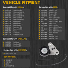 90K-38159 A/C Belt Tensioner Kit Compatible with Chevy Tahoe 2000-2008, Gmc Yukon 2000-2008, Cadillac Escalade 2002-2008, Chevy Avalanche 2002-2008 Replaces# 38159 ACK040378HD