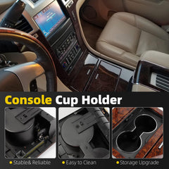 Light Woodgrain Center Console Cup Holder Storage Replacement Compatible with GMC Yukon Sierra Tahoe Suburban Silverado Avalanche Cadillac Escalade 2007-2014 Replaces# 23164631 - Dasbecan