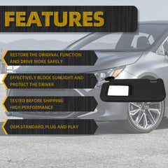 Black Left Driver Side Sun Visor with Vanity Mirror Compatible with Toyota Corolla 2019 2020 2021 2022 2023 2024 Replaces# 74320-02F50-A0