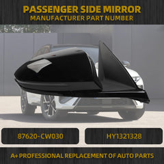 Passenger Right Side Door Mirror Compatible with Hyundai Tucson 2022-2024 Heated Blind Spot Detection(BSD) Turn Signal Power Glass Black Painted # 87620-CW030 HY1321328 8Pins