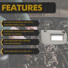 Passenger Side Sun Visor Compatible with Nissan Sentra 2013 2014 2015 2016 2017 2018 2019 Replaces# 96400-3SG8A Front Right | Sun Protection Shade | Makeup Mirror | Vanity Light | Gray