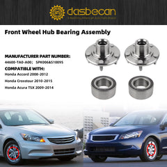 Front Wheel Hub Bearing Assembly Compatible with Honda Accord 2008-2012, Crosstour 2010-2015, Acura TSX 2009-2014 Replace 44600-TA0-A0