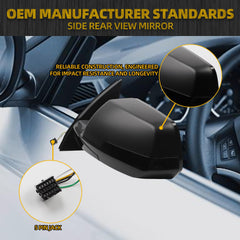 Left Driver Side Mirror Compatible with 2020-2021 Chevrolet Traverse Power Heated Manual Foldin Black Cover Replace Rear View Mirror 85535695 (5pin)
