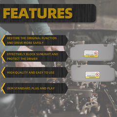 Left Driver & Right Passenger Side Sun Visor Compatible with Hyundai Elantra AD(Sixth Gen) 2016 2017 2018 2019 2020 Replace 85210-F0100TTX 85220-F0100TTX Gray Without Light