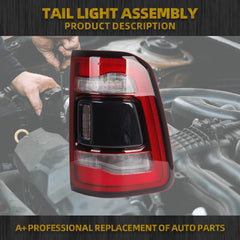 Right Passenger Side Tail Light Assembly Rear Lamp LED Compatible With Dodge Ram 1500 2019 2020 2021 2022 without blind spot (Black Cover)