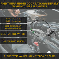 Rear Right Upper Door Latch Assembly Compatible with Ford Ranger 1998-2011 Replaces#AL5Z-13264A26-B AL5Z13264A26B
