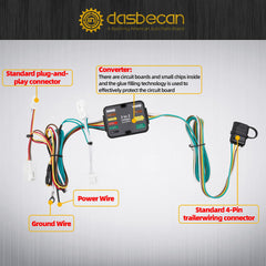 56434 Trailer Wiring Harness Compatible with Mitsubishi Outlander 2022-2025 Toyota RAV4 2019-2025 Prime 2021-2024 4-Pin Connector Towing Wiring Kit