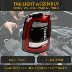 Tail Light Assembly LED Compatible With Dodge Ram 2500 3500 2019-2023 Rear Lamp Left Driver Side 68361719AD Without blind spot (Black Cover)