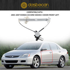 Front Driver Side Power Window Regulator with Motor Assembly 6Pins Comptible with 2003-2007 Honda Accord(Sedan 4-Door Only) Replace # 741-306