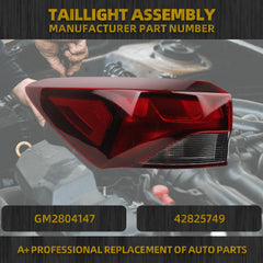 Halogen Tail Light Assembly Compatible with 2021-2023 Chevy/Chevrolet Trailblazer L/LS/LT Taillight Rear Lamp Left Driver Side Bulb Included Replace#GM2804147 42825751