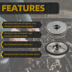 Engine Exhaust and Intake CVVT Timing Camshaft Gear 2.0L Compatible with 2017-2022 Hyundai Elantra Kona Veloster Kia Forte Soul Seltos Replaces 24370-2E020 24350-2E700