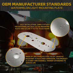 2PCS Watermelon Light Bracket Compatible with Peterbilt 359 379 389 and Other Commercial Trucks Kenworth 660 680 880 W900L and Other Models, Watermelon Light Mounting Plate Silver